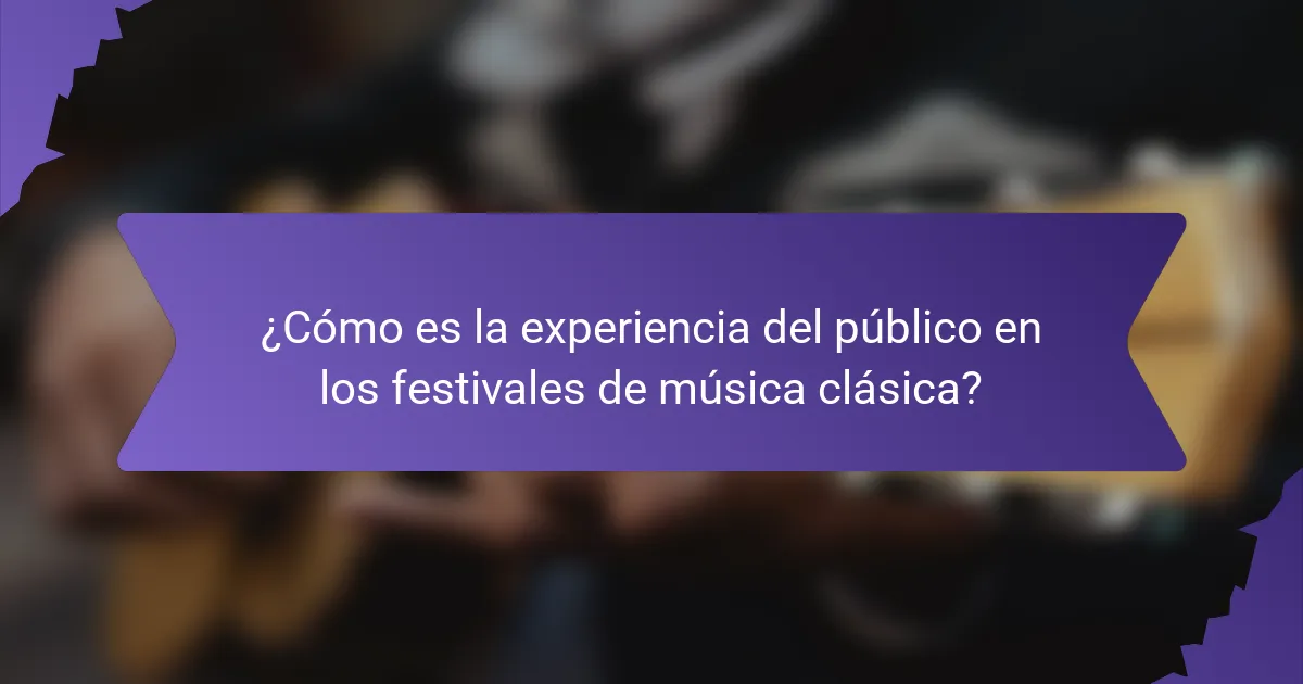 ¿Cómo es la experiencia del público en los festivales de música clásica?