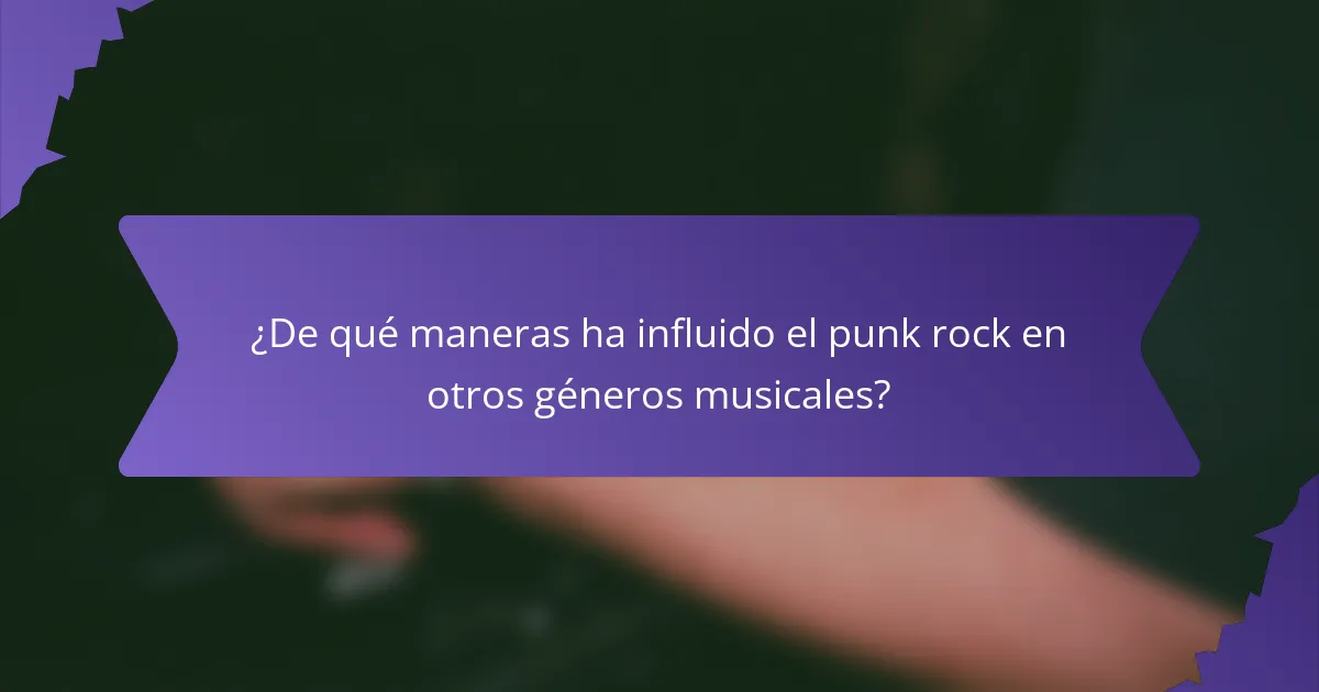 ¿De qué maneras ha influido el punk rock en otros géneros musicales?