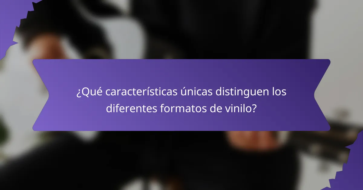 ¿Qué características únicas distinguen los diferentes formatos de vinilo?